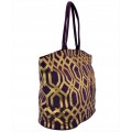 9200 -PURPLE & GOLD TRELLIS DESIGN CANVAS TOTE BAG